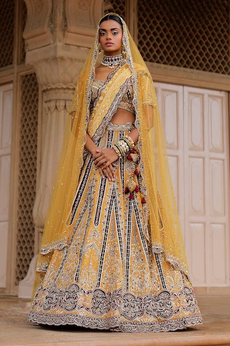 Exclusive Net Fabric Sangeet Wear Chic Yellow Color Embroidered Leheng |  Lehenga, Designer lehenga choli, Mirror work lehenga