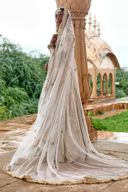 Shop_Jigar Mali_Off White Raw Silk Woven And Embroidered Zardozi & Bridal Lehenga Set  _at_Aza_Fashions