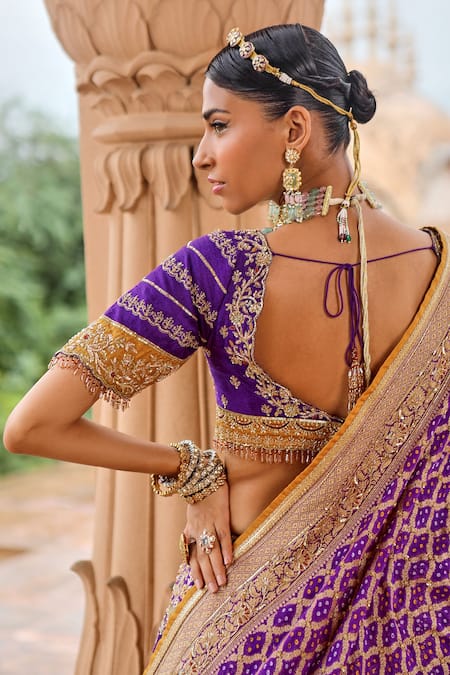 Shop Jigar Mali Purple Raw Silk, Dupatta 1 Butterfly Net, Floral Embroidered Bridal Lehenga Set at Aza Fashions Shop_Jigar Mali_Purple Raw Silk, Dupatta 1 Butterfly Net, Floral Embroidered Bridal Lehenga Set _at_Aza_Fashions