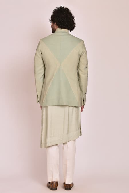 Shop Jatin Malik Blue Slub Silk Embroidered Bandhgala Set at Aza Fashions Shop_Jatin Malik_Blue Slub Silk Embroidered Bandhgala Set _at_Aza_Fashions