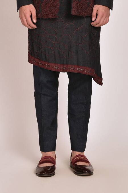 Shop Jatin Malik Blue Cotton , Slub Embroidered Jacket And Kurta Set Online at Aza Fashions Shop_Jatin Malik_Blue Cotton , Slub Embroidered Jacket And Kurta Set _Online_at_Aza_Fashions