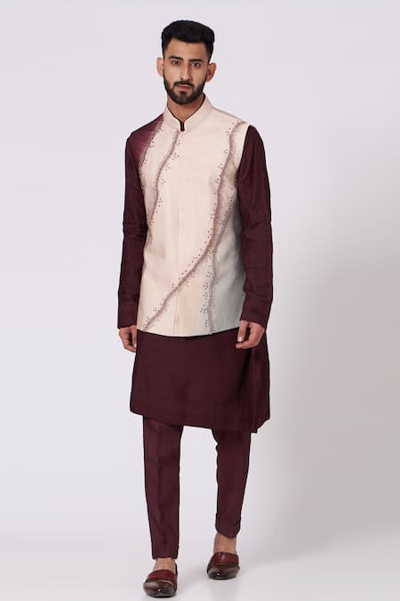 Jatin Malik Linen Silk Bundi & Pant Set 