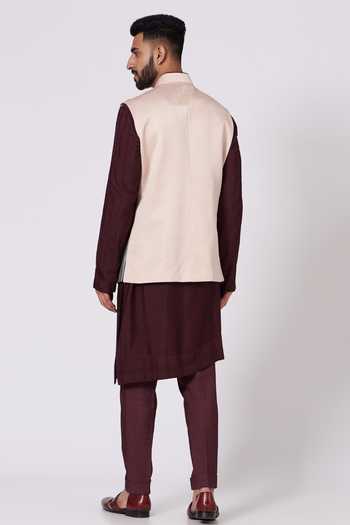 Jatin Malik Linen Silk Bundi & Pant Set 
