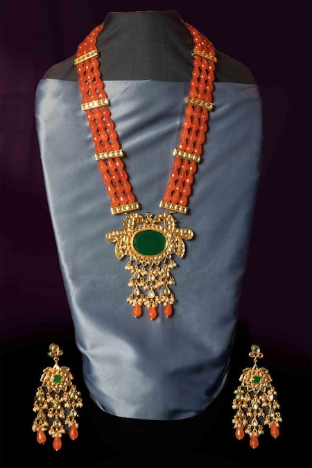 Nine Stone Pendant Beaded Chain Necklace – studiodeepasethi