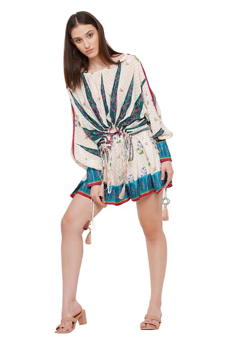 Buy Limerick By Abirr N' Nanki Multi Color Crepe Moroccan And Floral Print Boat Jolene Top Online at Aza Fashions Buy_Limerick By Abirr N' Nanki_Multi Color Crepe Moroccan And Floral Print Boat Jolene Top_Online_at_Aza_Fashions