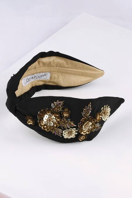 Joey & Pooh Black Sequins, Embroidery Kendall Hairband Online at Aza Fashions Joey & Pooh_Black Sequins, Embroidery Kendall Hairband _Online_at_Aza_Fashions