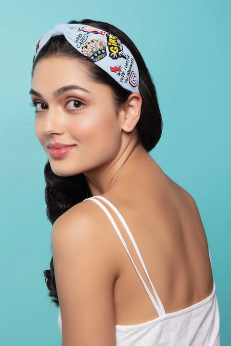 Shop_Joey & Pooh_Blue Embroidered Alba Hairband _Online_at_Aza_Fashions