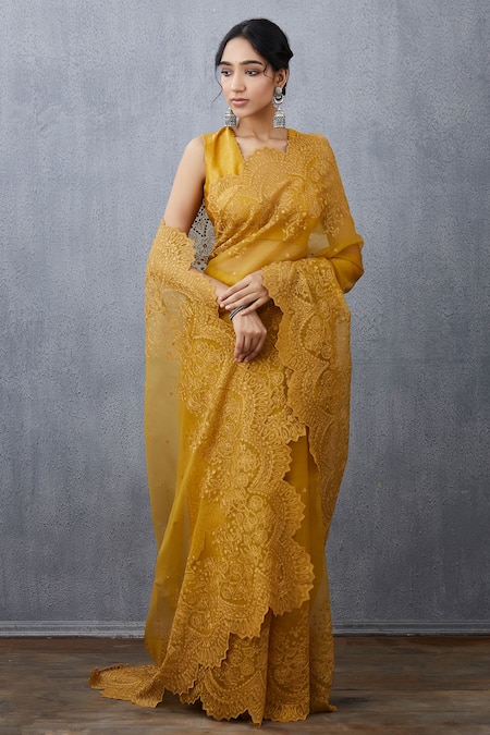 Torani Yellow Silk Organza Saree