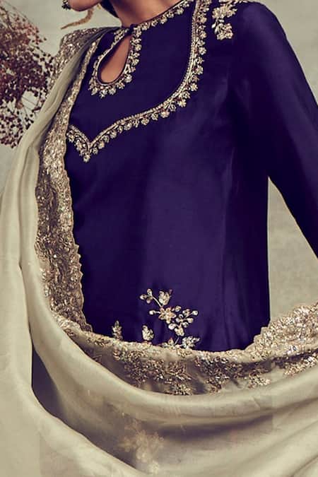 Jayanti Reddy Banarasi Embroidered Straight Kurta Sharara Set