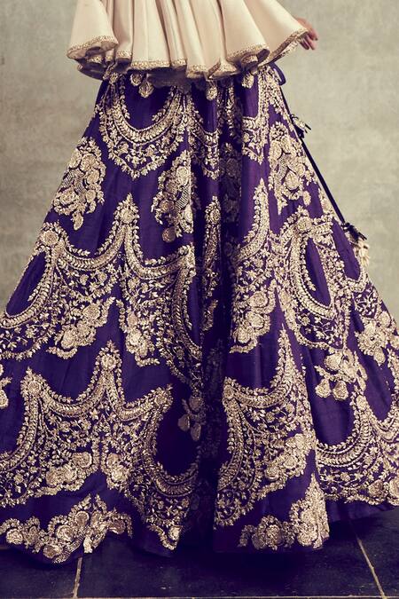 Jayanti Reddy Beige Raw Silk Collared Neck Peplum Kurta And Lehenga Set Online at Aza Fashions Jayanti Reddy_Beige Raw Silk Collared Neck Peplum Kurta And Lehenga Set_Online_at_Aza_Fashions