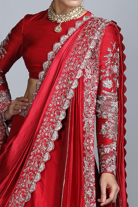 Shop Jayanti Reddy Red Silk Round Bridal Lehenga Set at Aza Fashions Shop_Jayanti Reddy_Red Silk Round Bridal Lehenga Set _at_Aza_Fashions