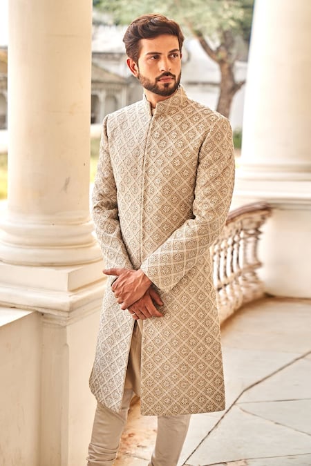 JAYANTI REDDY Chikankari Sherwani Set 