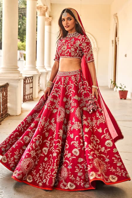 JAYANTI REDDY Gota Embroidered Bridal Lehenga Set 