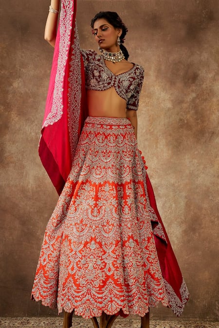 Jayanti Reddy Zardozi Embroidered Bridal Lehenga Set 