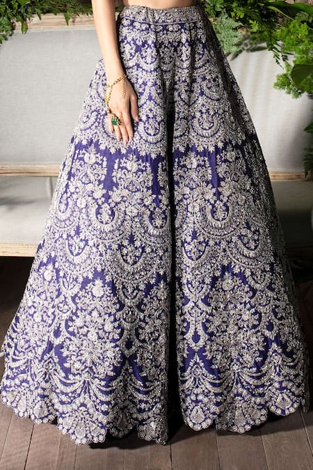 Jayanti Reddy Purple Raw Silk Zardozi One Shoulder Lehenga Set With Cape Online at Aza Fashions Jayanti Reddy_Purple Raw Silk Zardozi One Shoulder Lehenga Set With Cape _Online_at_Aza_Fashions