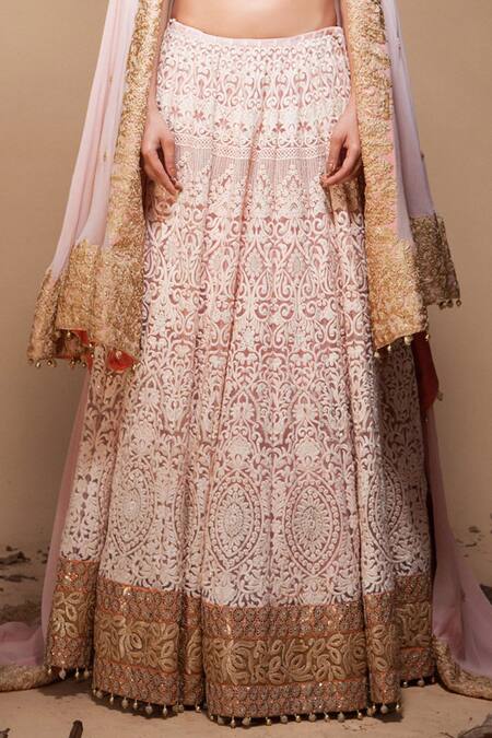 Jyoti Sachdev Iyer Peach Chanderi, Georgette, Bamberg Round Embroidered Lehenga And Cape Set Online at Aza Fashions Jyoti Sachdev Iyer_Peach Chanderi, Georgette, Bamberg Round Embroidered Lehenga And Cape Set _Online_at_Aza_Fashions
