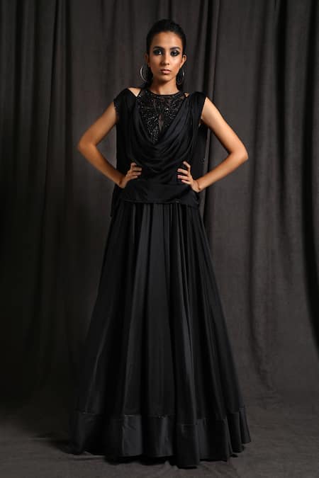 Jyoti Sachdev Iyer Blue Chanderi Round Anarkali Gown 