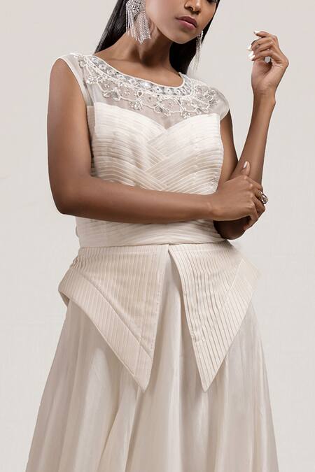 Jyoti Sachdev Iyer White Chanderi Round Gown Online at Aza Fashions Jyoti Sachdev Iyer_White Chanderi Round Gown _Online_at_Aza_Fashions