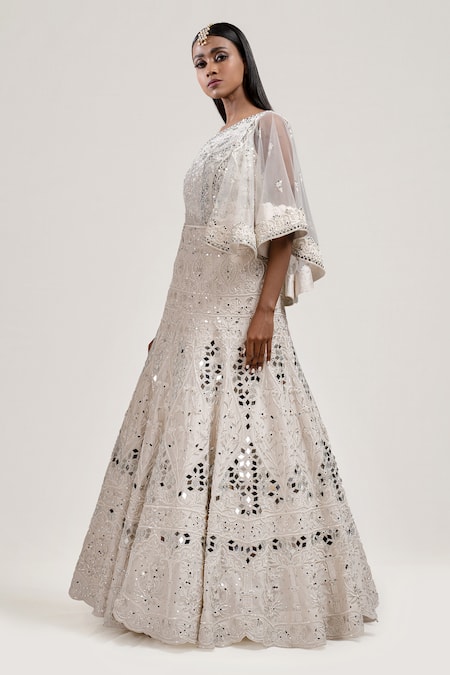 Jyoti Sachdev Iyer Hand Embroidered Chanderi Lehenga Set 