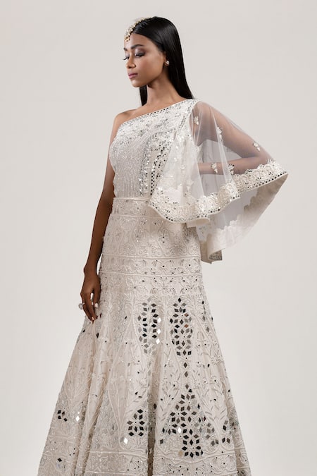 Jyoti Sachdev Iyer Hand Embroidered Chanderi Lehenga Set 