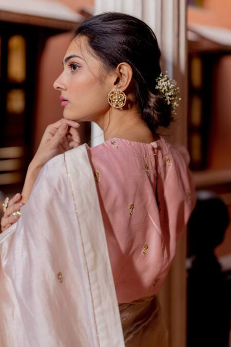 Juanita By Shubhda_White Banarasi Tissue, Chanderi Silk Saree_at_Aza_Fashions