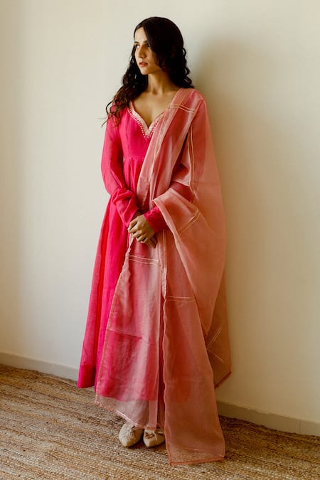 Juanita by Shubhda Handwoven Chanderi Anarkali Set 