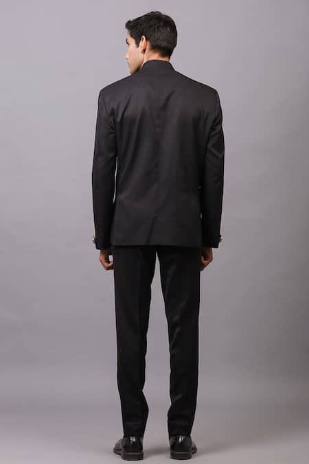 Shop Cosa Nostraa Black Cotton Embellished Stone Bandhgala at Aza Fashions Shop_Cosa Nostraa_Black Cotton Embellished Stone Bandhgala _at_Aza_Fashions