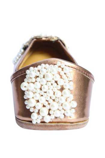 5elements Brown Floral Bead Embroidered Juttis at Aza Fashions 5elements_Brown Floral Bead Embroidered Juttis _at_Aza_Fashions
