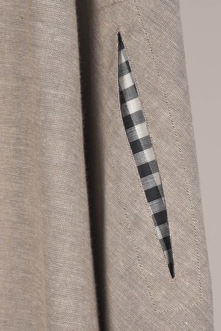 Chillosophy_Beige Cotton Silk Shirt Collar Reversible Cape_at_Aza_Fashions