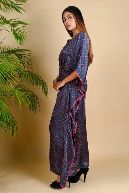 Dyelogue_Grey Gajji Silk Bandhani Jumpsuit _Online_at_Aza_Fashions