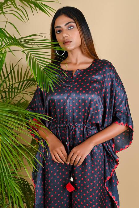 Shop_Dyelogue_Grey Gajji Silk Bandhani Jumpsuit _Online_at_Aza_Fashions