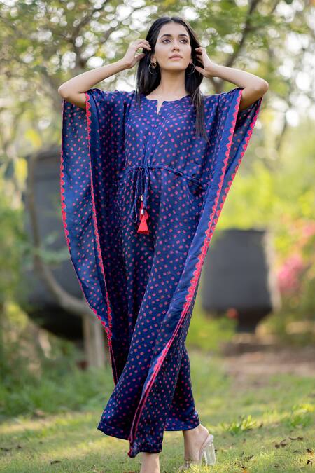 Shop Dyelogue Blue Gajji Silk Bandhani Jumpsuit at Aza Fashions Shop_Dyelogue_Blue Gajji Silk Bandhani Jumpsuit _at_Aza_Fashions