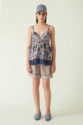 Buy_Payal Pratap_Blue Batik Melati Printed Baseball Cap _Online_at_Aza_Fashions