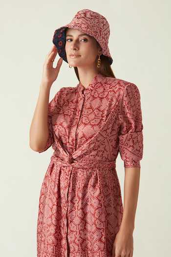 Payal Pratap_Red Batik Irene Printed Bucket Hat _Online_at_Aza_Fashions
