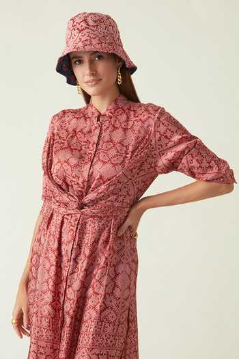 Buy_Payal Pratap_Red Batik Irene Printed Bucket Hat _Online_at_Aza_Fashions