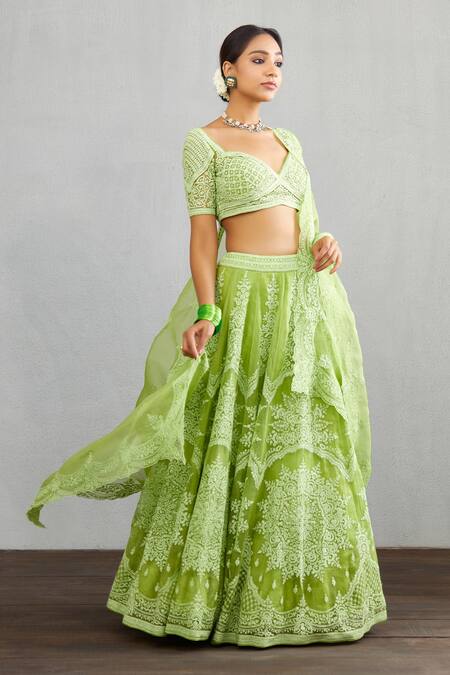 Buy_Torani_Green Organza Angoori Meher Paasa Lehenga_Online_at_Aza_Fashions