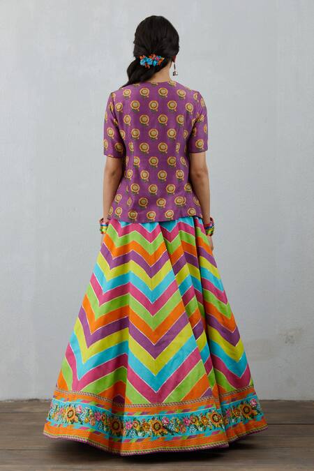 Torani_Multi Color Jamuni Antra Kurta Lehenga Set_Online_at_Aza_Fashions