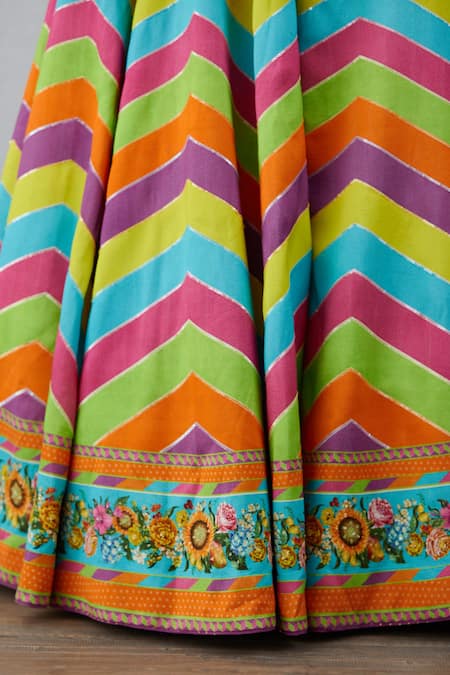 Torani_Multi Color Jamuni Antra Kurta Lehenga Set_at_Aza_Fashions