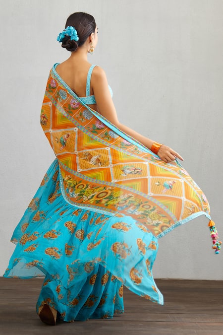 Shop_Torani_Blue Chiffon Firoza Ikjot Saree_at_Aza_Fashions