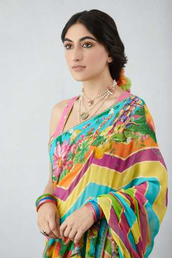 Shop_Torani_Multi Color Georgette Satrangi Aksa Saree_Online_at_Aza_Fashions