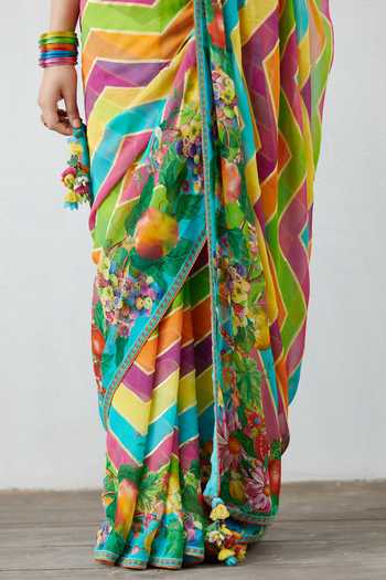 Torani_Multi Color Georgette Satrangi Aksa Saree_at_Aza_Fashions