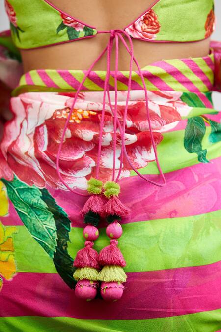 Torani_Green Viscose Crepe Angoori Iswari Saree Blouse_at_Aza_Fashions