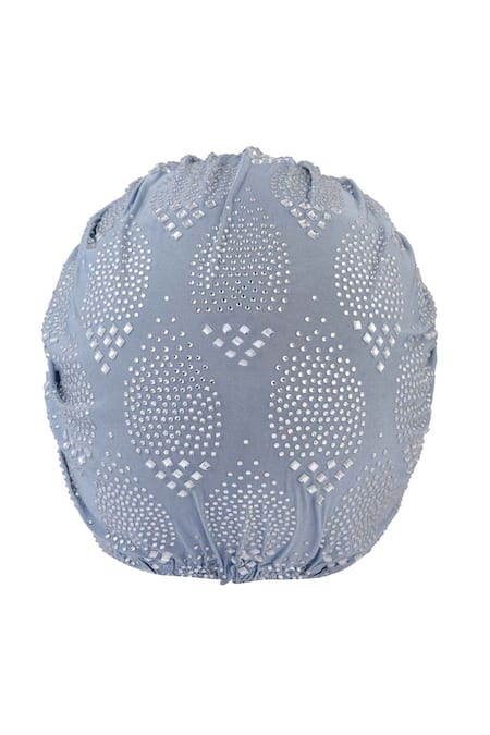 Shop_Hair Drama CO_Blue Rhinestone Work Turban _Online_at_Aza_Fashions