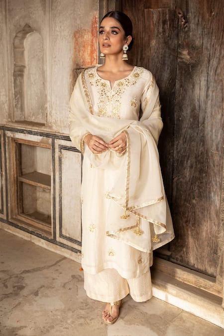 Kritika Dawar Linen Silk Embroidered Palazzo Set 