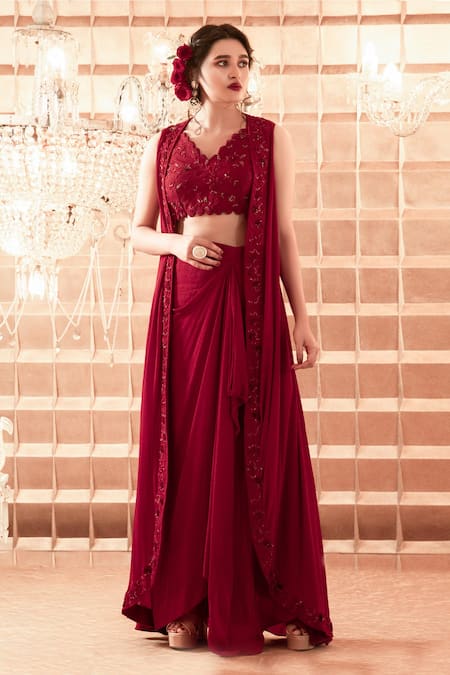 Buy Maroon Floral Printed Silk Lehenga Choli With Dupatta Online At Zeel  Clothing