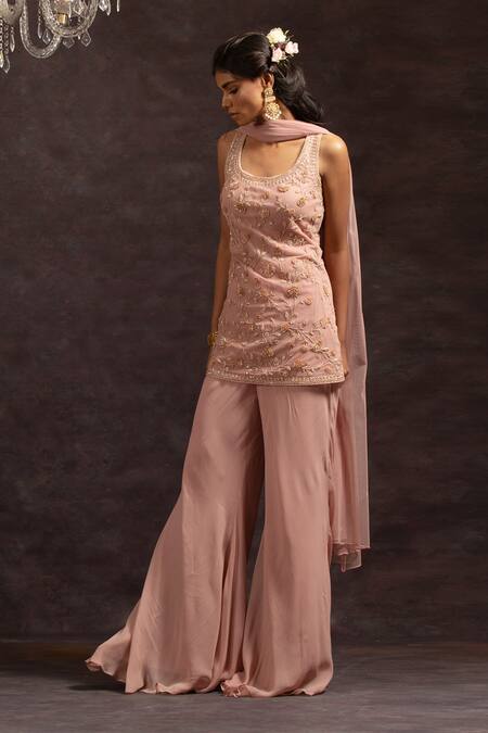 Charu And Vasundhara Embroidered Kurta Palazzo Set 