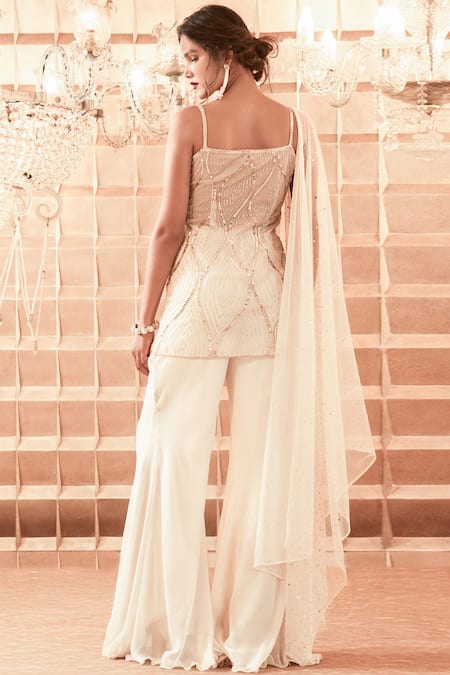 Charu And Vasundhara Embroidered Kurta Palazzo Set 