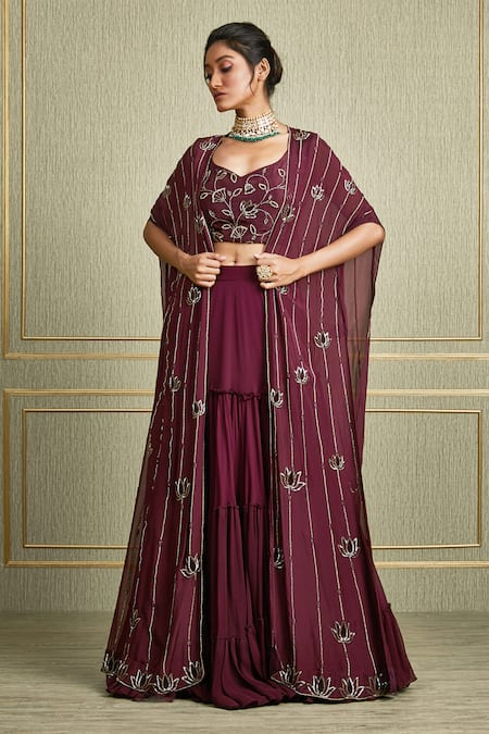 Charu And Vasundhara Embroidered Cape Lehenga Set 