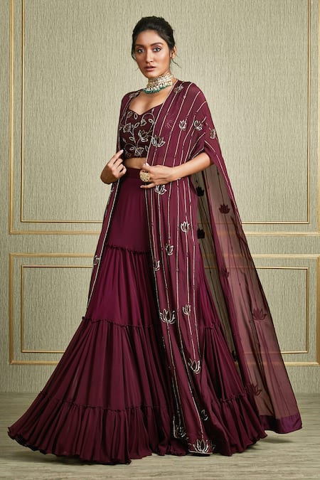Charu And Vasundhara Embroidered Cape Lehenga Set 