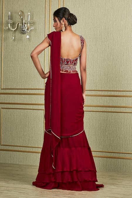 Charu And Vasundhara Embroidered Lehenga Saree Set 